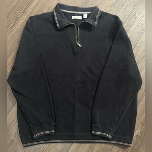 Turnbury XL Black 100% Cotton Quarter Zip Pullover Sweater Vintage Style